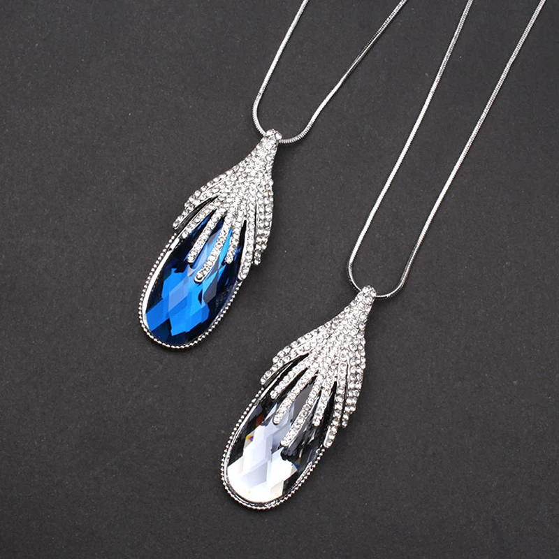 F &amp U модное ожерелье с подвеской в виде капли воды кристаллы и стразы длинная