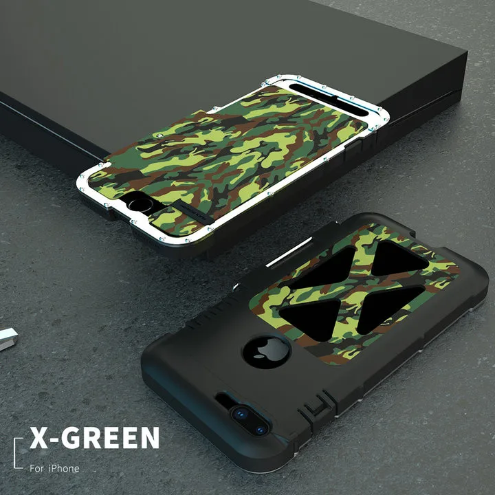 Army green Роскошный Металлический противоударный алюминиевый чехол Doom для Apple iphone 6, 6 S, 7, 8 Plus, X, XR, XS MAX, Железный человек, стальной флип-чехол - Цвет: Army green
