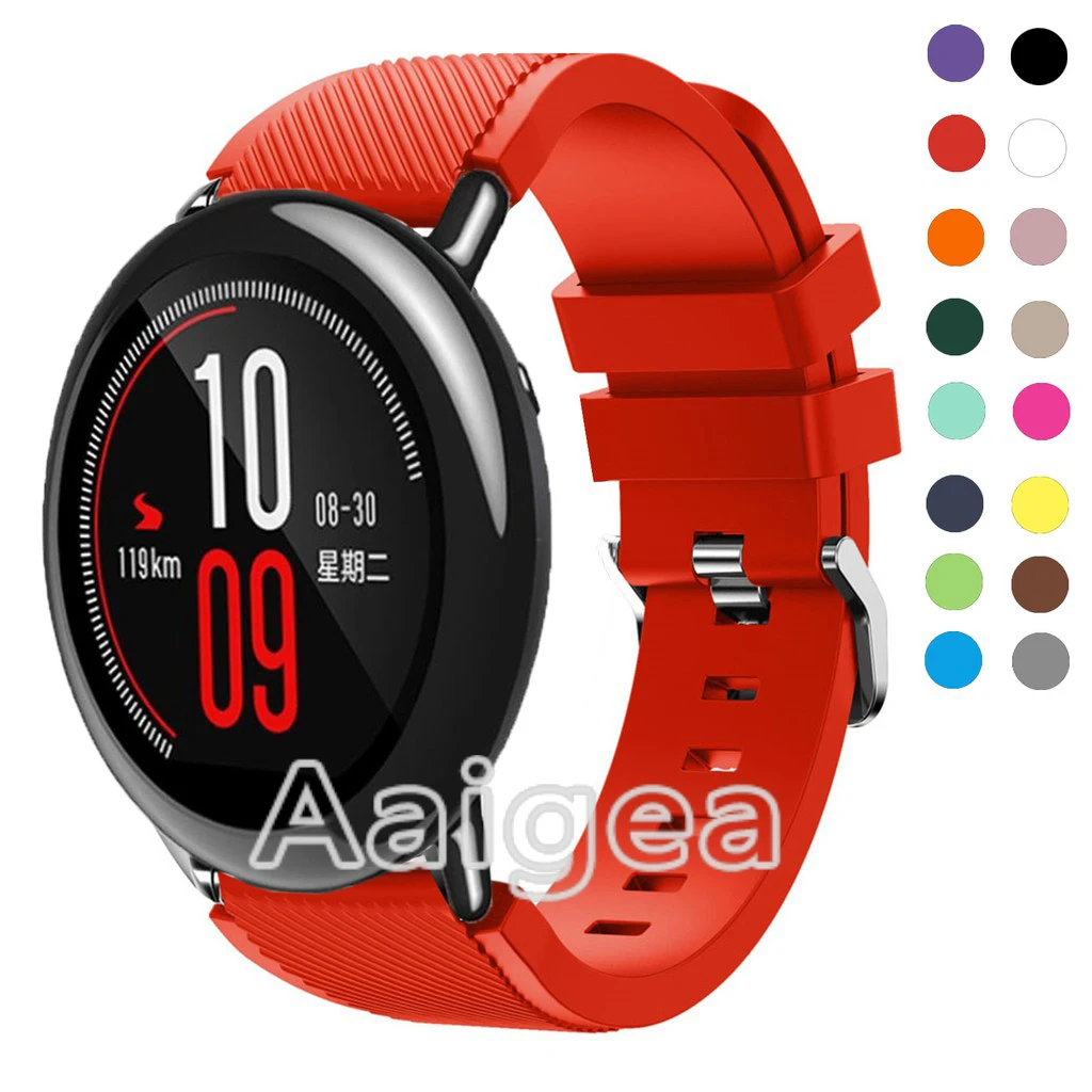 Силиконовый ремешок для часов, металлический ремешок для Xiaomi Huami Amazfit Pace, яркий браслет, браслет на запястье для Amazfit Strato, спортивные часы 2