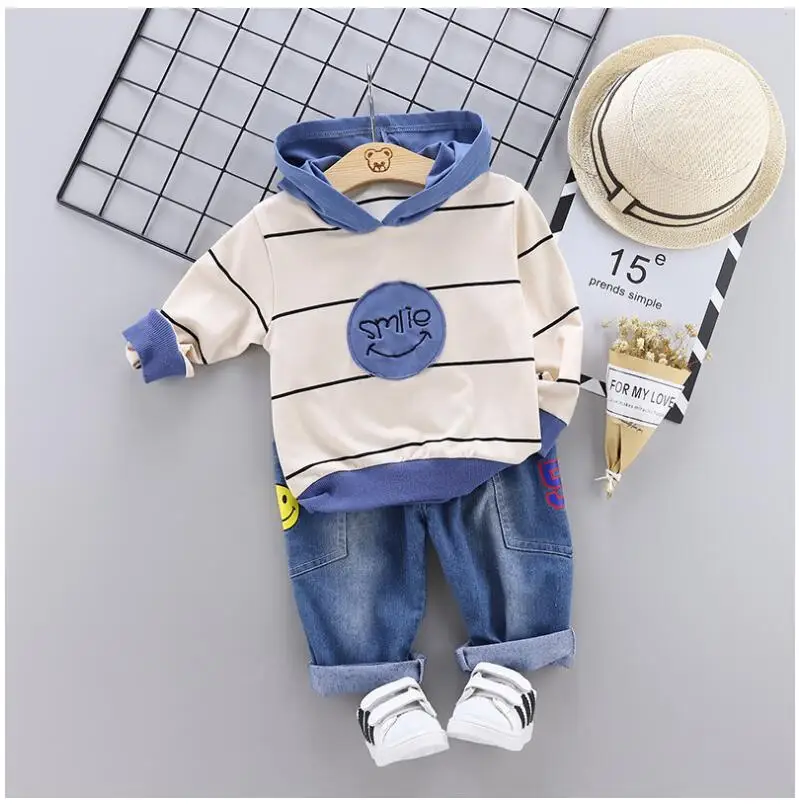 2019 Autumn Baby Girls Boys Clothing Sets Infant Toddler Clothes Suits Striped Hooded Coat Pants Kids Children Costume | Детская одежда
