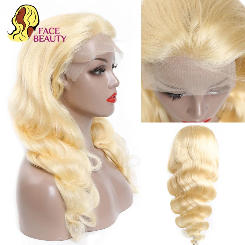 Facebeauty 1B 613 Омбре блонд Remy объемная волна перуанские кружевные передние парики