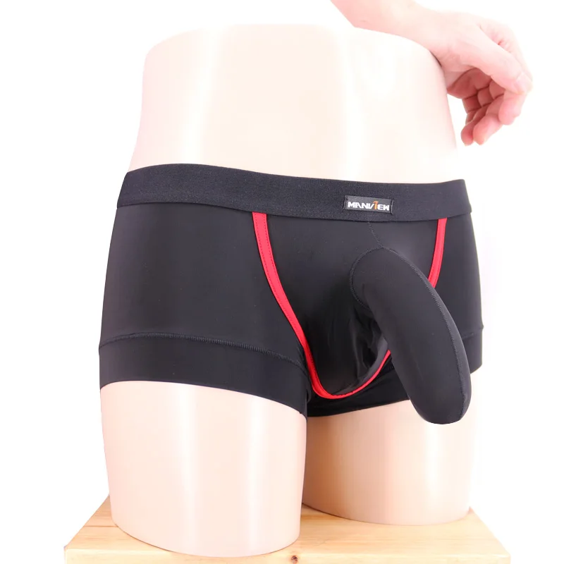 Мужские трусы Manview Ice Silk trunk с рукавом для пениса мужские шорты-боксеры u выпуклая низкая талия Мужское нижнее белье 1520