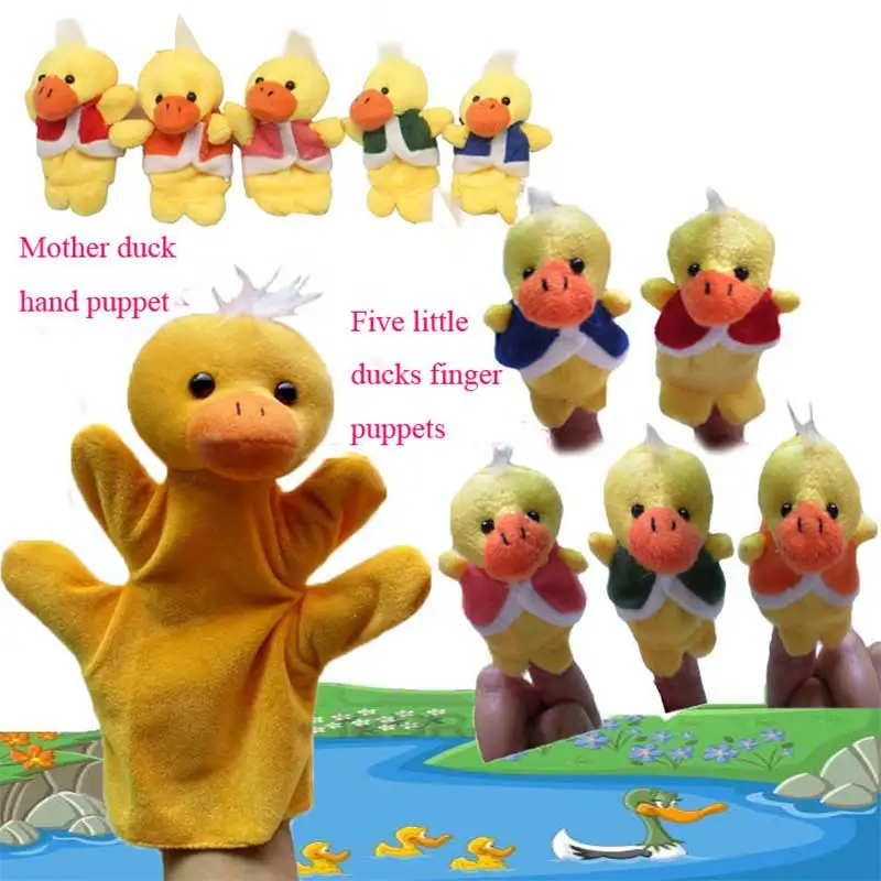 Lovely Five Little Ducks Animals Hand Finger Puppets Story Telling Nursery rhymes Fairy Tale Kids toy Birthday Christmas Gift