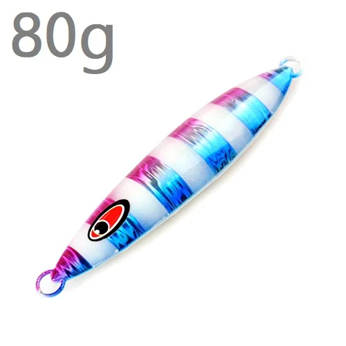 80g-006 3D eyes 1 шт. 80 г-250 г Лазерная задняя светящаяся металлическая приманка-джиг, ложка, нож с блестками, искусственная жесткая приманка для морской рыбалки - Цвет: 80g-006