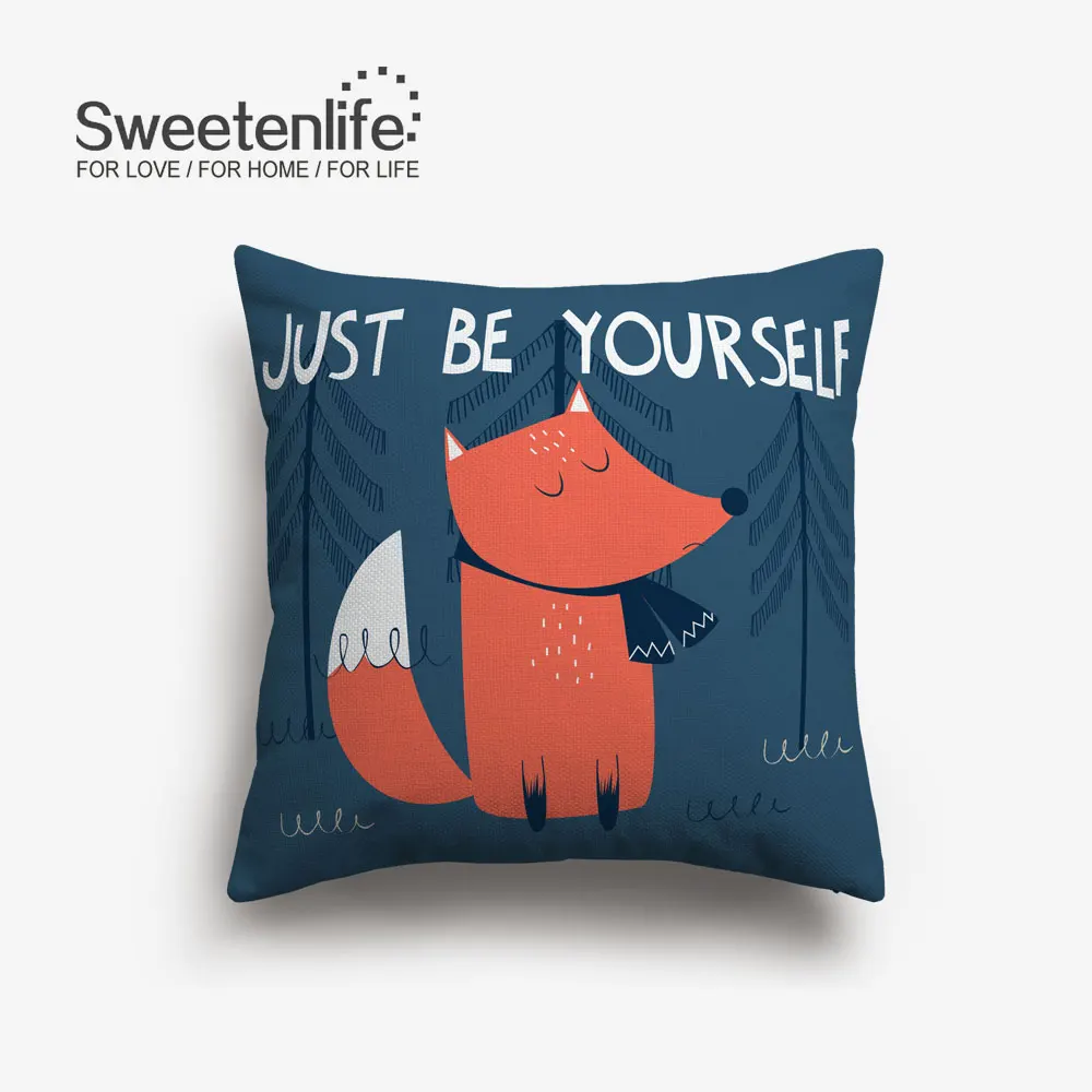 Sweetenlife акварель милые бегущая лиса Чехлы зеленого цвета с узором в виде листьев, Подушка для стула, 45x45 см/30x50 см наволочки Декор