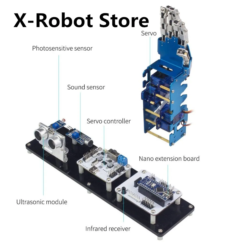 DIY 5dof Humanoid Five Finger Robot STM32 одиночный чип ультразвуковой светильник датчик Arduino