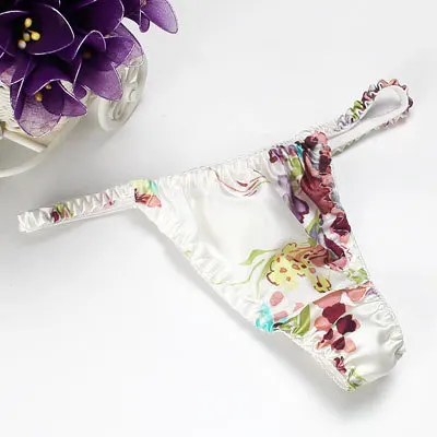 flowers 3 шт./лот, женские сексуальные шелковые трусики стринги шелк тутового шелкопряда - Цвет: flowers