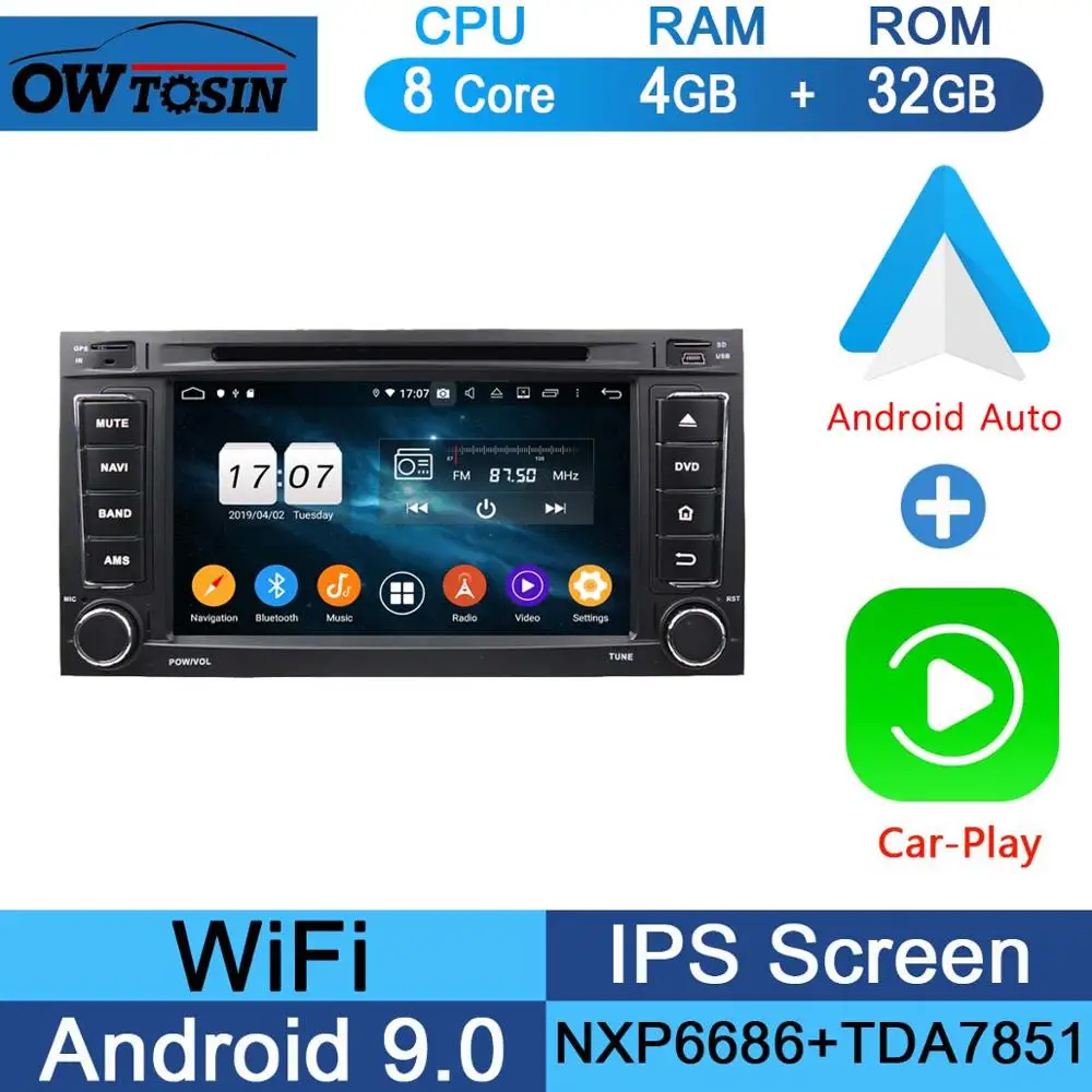 32G CarPlay Android " ips 8Core 4G+ 64G Android 9,0 автомобильный dvd-плеер для Фольксваген туарег Т5 мультиван транспортер gps Радио DSP попугай BT CarPlay - Цвет: 32G CarPlay Android