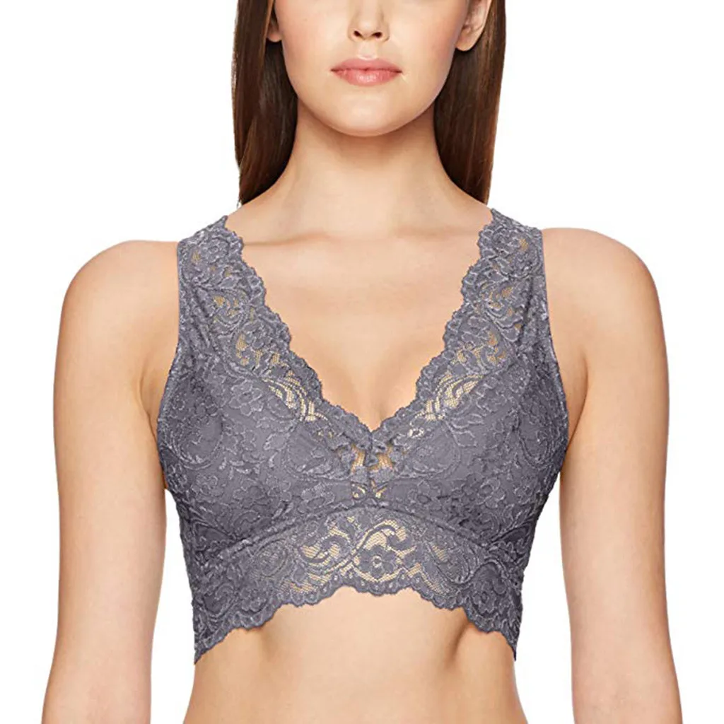 Бюстгальтер пуш ап Bralette размера плюс кружевной бюстгальтер с цветочным принтом