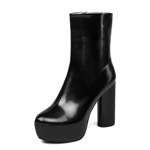 black shoes Gdgydh/ женские ботинки из натуральной кожи; женские ботильоны из натурального материала; женская обувь на платформе с круглым носком; хорошее качество - Цвет: black shoes