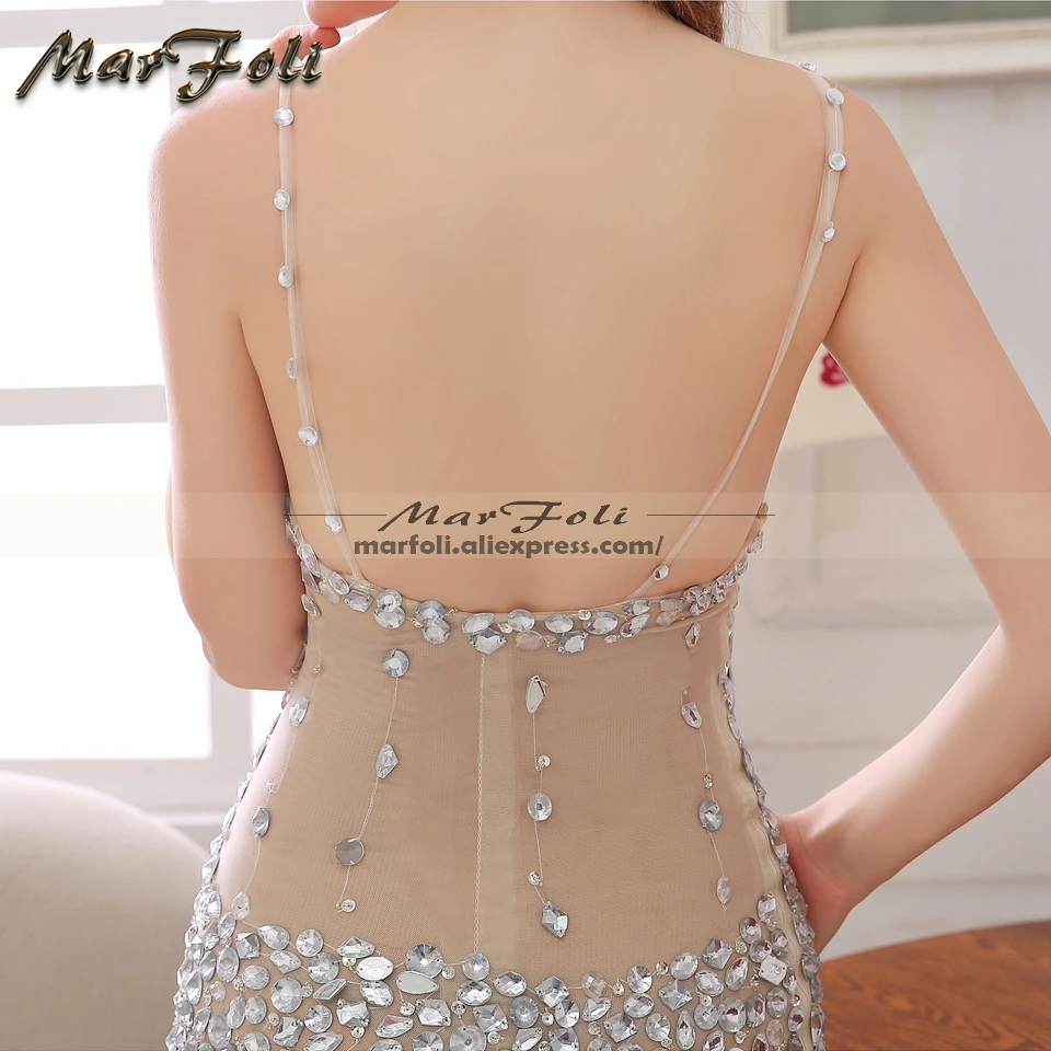 Женское Коктейльное Платье До Колена с кристаллами и v-образным вырезом длиной до