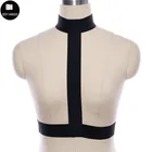 Индивидуальный широкий пояс черная обвязка для тела Готический Топ бандаж на шею бандаж костюм для танцев Бурлеск боди клетка бюстгальтер