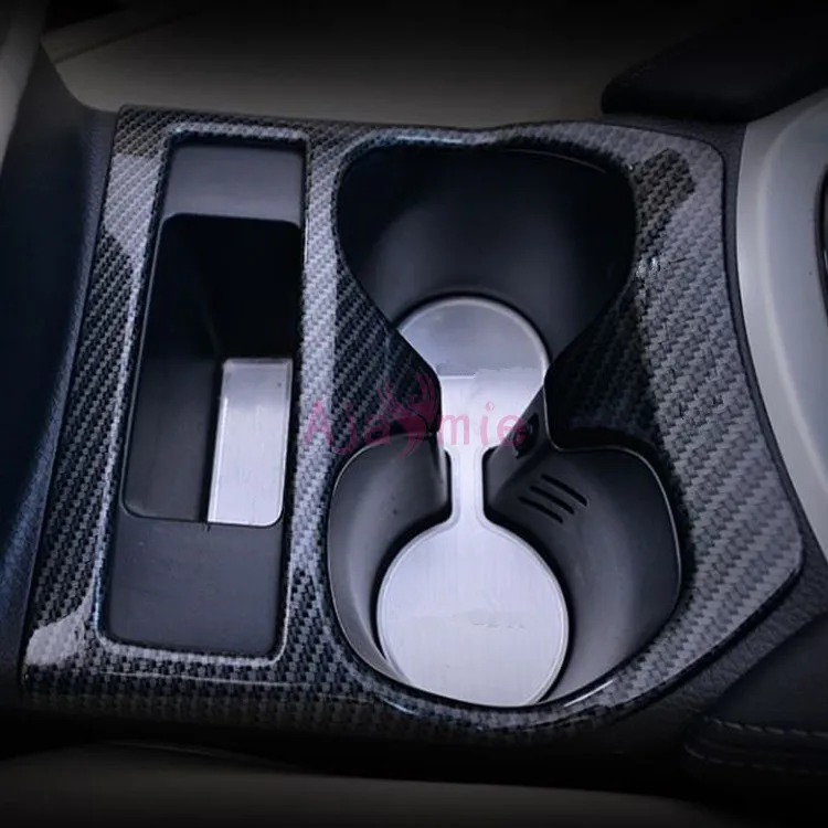 2014-2017 Interior Water Cup Holder Cover Trim Overlay Carbon Fiber 1 pcs Chrome Car Styling For Nissan X-trail Accessories | Автомобили и