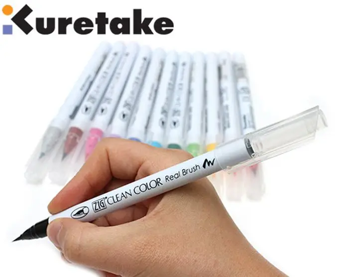 ZIG Kuretake японская ручка чистый цвет настоящая кисть для рисования 90 цветов|zig