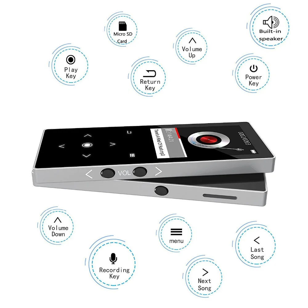MP3 плеер Bluetooth с динамиком 16 Гб без потерь Звук Музыкальный FM радио Электронная