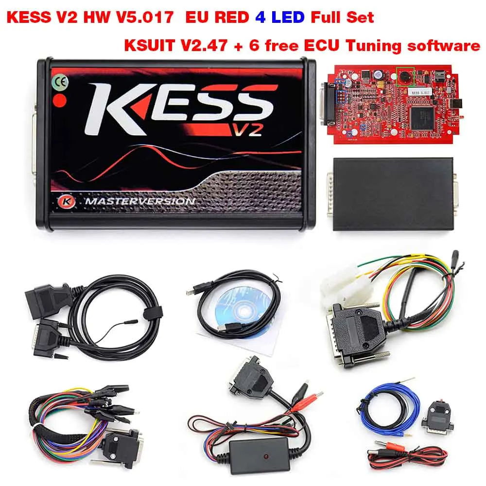 KESS V5.017 EU RED Kess V2 V5.017 OBD2 менеджер Тюнинг Комплект KTAG V7.020 4 светодиодный Kess V2 5,017 рамка фонового режима отладки K-TAG 7,020 программатор системного блока управления KESS V2 мастер - Цвет: KESS V5.017 EU RED