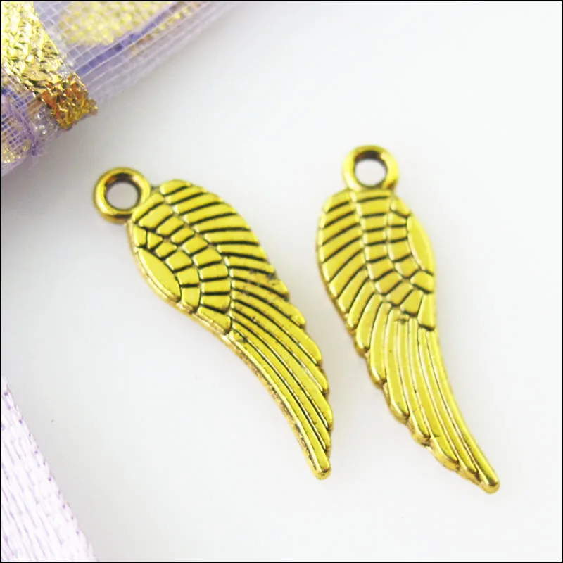 Новый 80 шт. золото под старину Цвет крошечные крылья Подвески 5x17mm | Украшения и