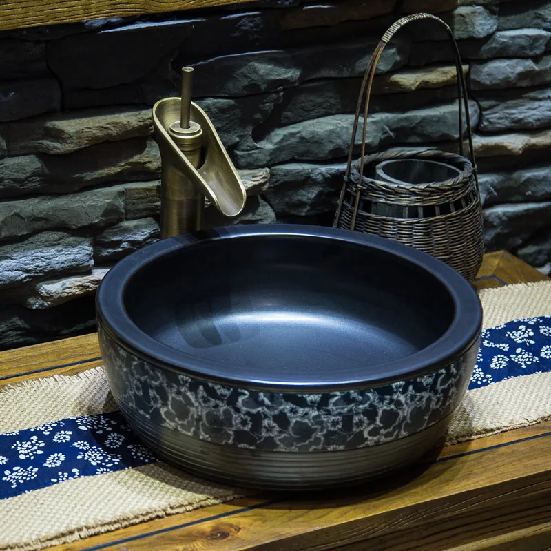Керамический умывальник Jing Yang Jingdezhen для ванной комнаты Круглый античный