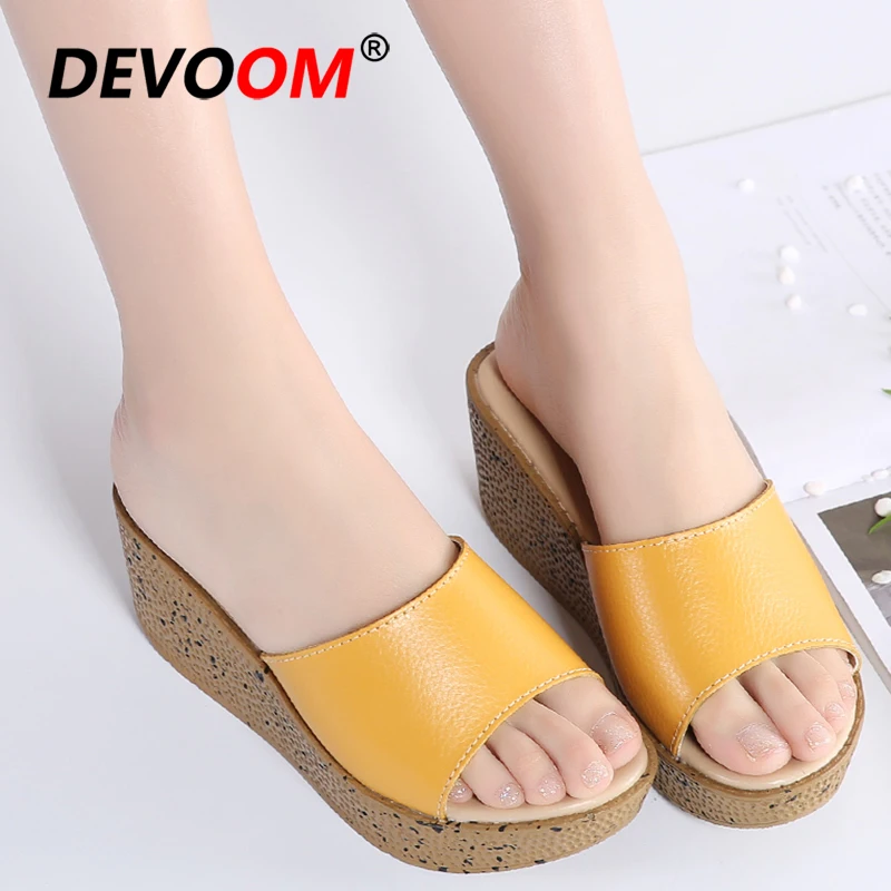 New Fashion White Platform Flip Flops Summer Breath Teenslippers Women Indoor Slippers Pu Black Slides Sloffen Wedge | Обувь