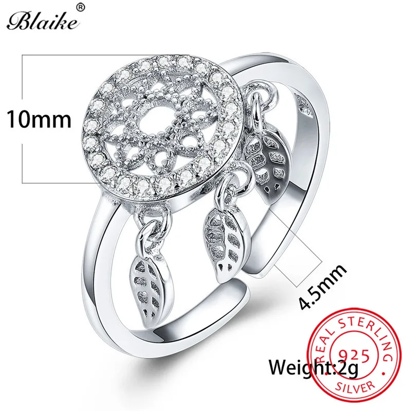 Blaike Boho Женская лотоса кольцо античная 925 Серебряные кольца для женщин