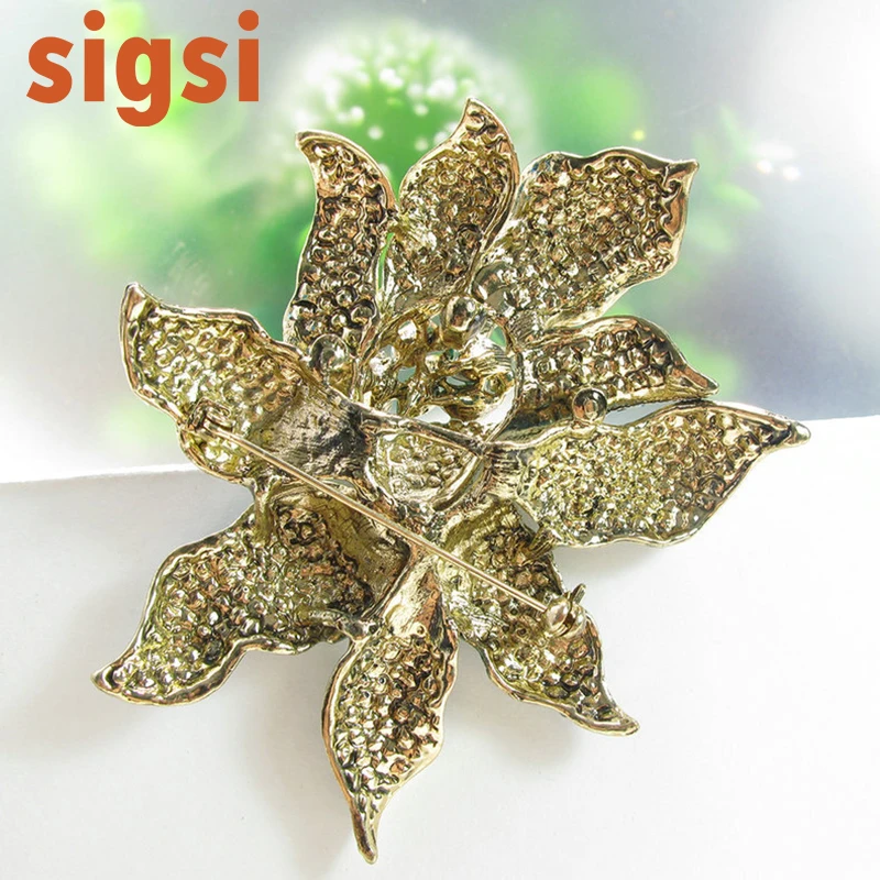 Beste Blauw Groene Orchidee Bloem Crystal Broche Vintage Bruiloft Accessoires Bruidsboeket Broche Voor Sash Gesp Decoratie 10.0 Cm * 9 Cm