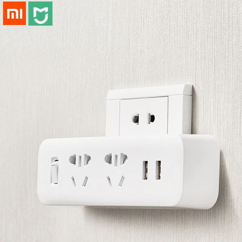 Original Xiaomi Mijia Power Strip Converter Portable Plug Travel Adapter for Home Office 5V 2.1A 2 Sockets USB Fast Charging | Электроника