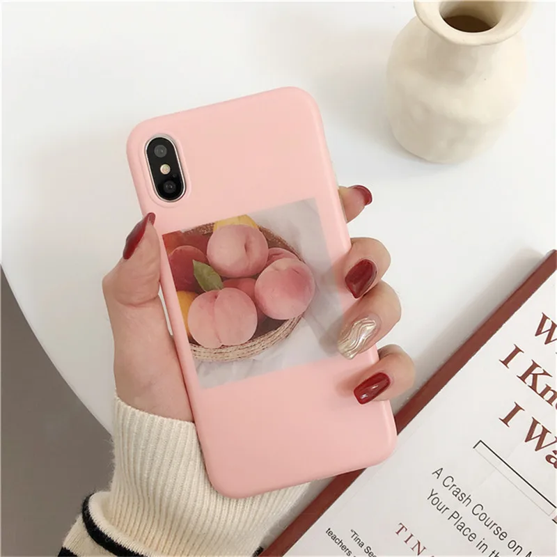 Ins милый розовый персиковый чехол для телефона iphone X XS XR XSMAX матовый мягкий из ТПУ 6