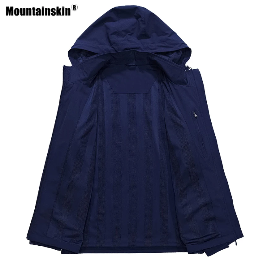 Мужская уличная куртка с капюшоном Mountainskin эластичная Весенняя ветровка для
