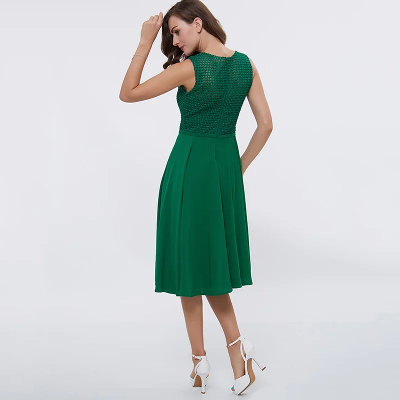 Женское платье для выпускного вечера Tanpell зеленое кружевное ТРАПЕЦИЕВИДНОЕ