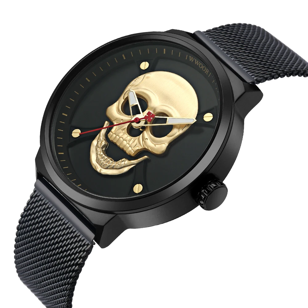 Часы WWOOR Мужские кварцевые в стиле милитари черные | Наручные часы