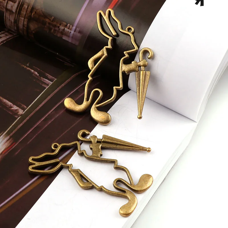 Новый Винтажный кролик и зонт античная бронза фотоаксессуары для ювелирных