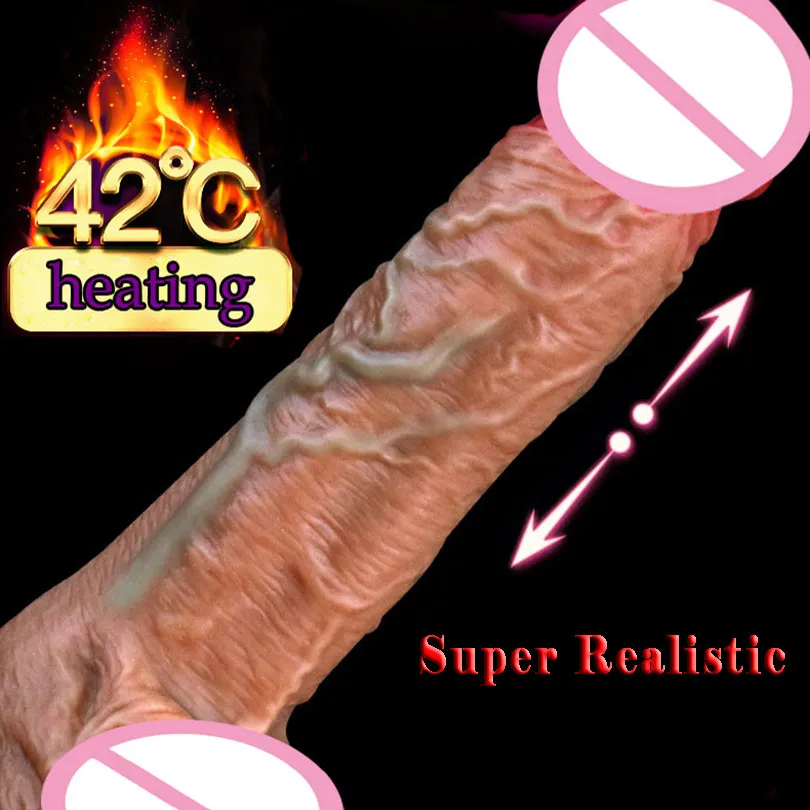 Телескопический фаллоимитатор с подогревом вибратор Супер реалистичный
