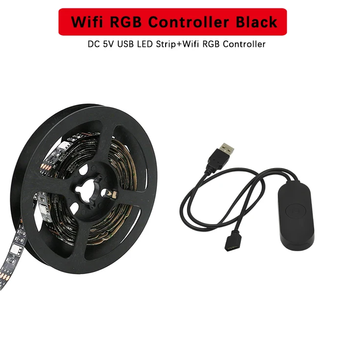 Wifi Controller Set 5V USB Светодиодные ленты 5050 RGB Светодиодные ленты светильник Bluetooth Wifi музыкальная полоса IP65 Гибкая светодиодный лента ТВ фон светильник Инж - Испускаемый цвет: Wifi Controller Set