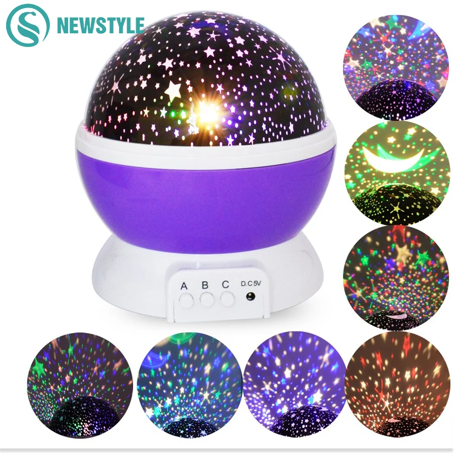 Звезды Звездное небо Светодиодный Ночник проектор Moon Таблица ночника Батарея USB
