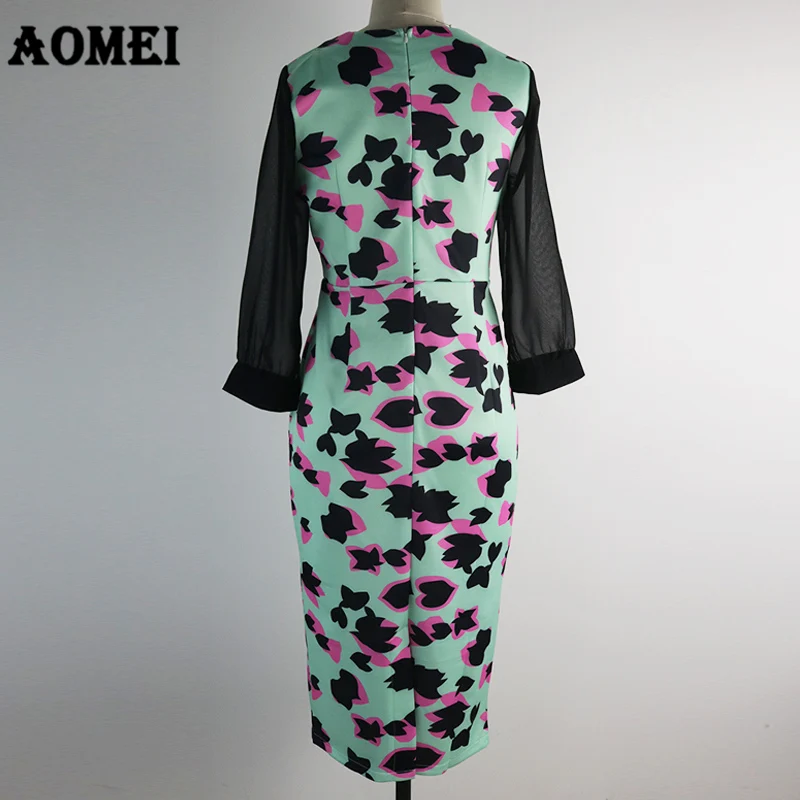 Women Bodycon Dress Slim Sexy Tight Package Hip Patchwork Chiffon Sleeves Clothes Robes Femme Fashion 2019 Spring New Arrival | Женская