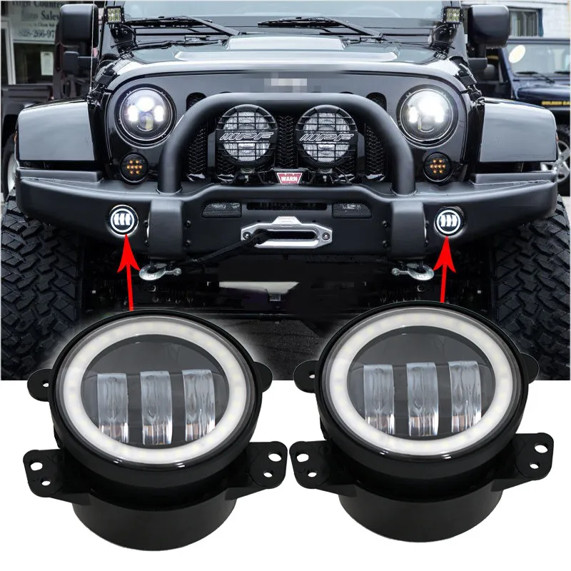 Marloo 4 дюйма светодиодные противотуманные фары DRL Halo для Jeep Wrangler JK TJ LJ Dodge Journey Magnum зарядное устройство Jeep Grand Cherokee Chrysler 300