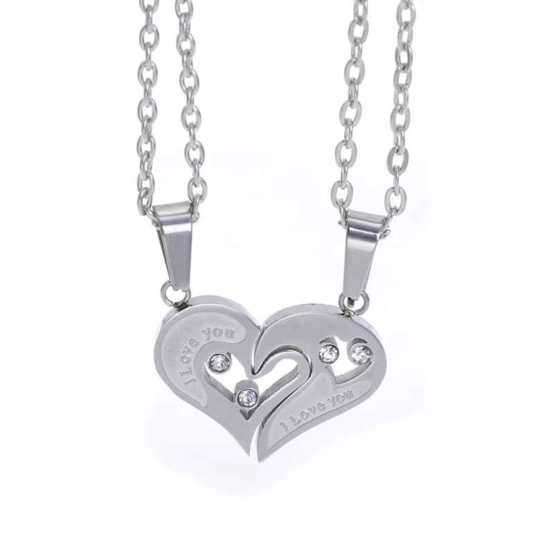 2 шт. в форме сердца Я люблю тебя пара пар из нержавеющей стали подвеска половина