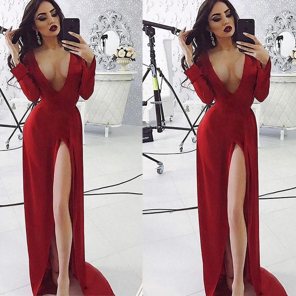 Красное платье для выпускного вечера в Саудовской Аравии сексуальное длинное