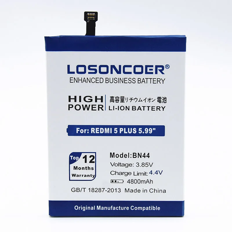 LOSONCOER BN44 аккумулятор 4800 мАч для Xiaomi Redmi 5 plus аккумулятор Hongmi 5 Plus 5,9" Подарочный набор инструментов