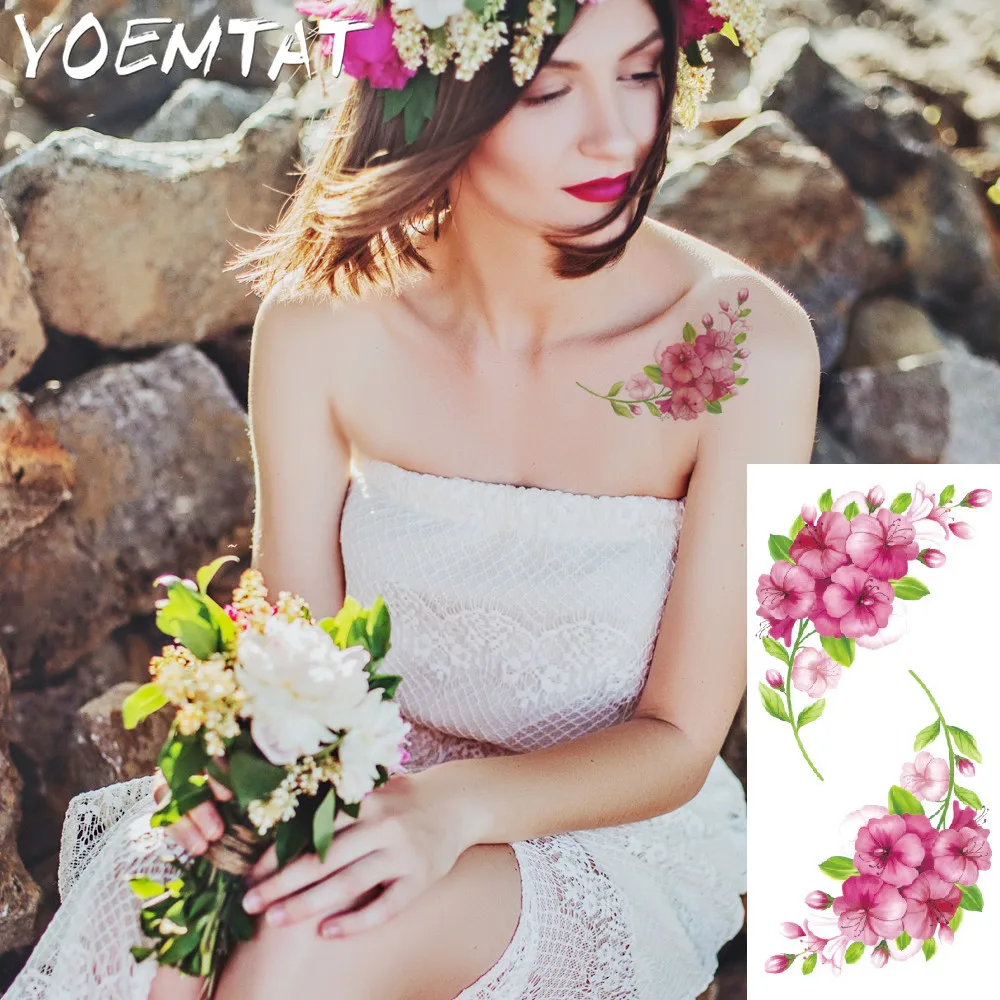 

lifelike Raspberry flower arm shoulder tattoo stickers flash henna tattoo fake waterproof temporary tattoos sticker women