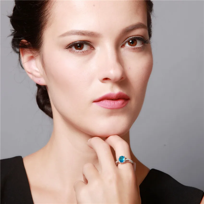 

Uloveido Blue Crystal Jewelry Set for Women Silver Wedding Necklace Ring Earrings Sieraden Set Bridal Jewelry Sets 49%off T231