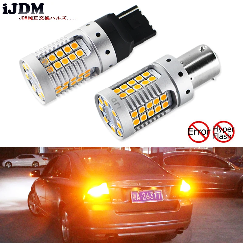 

iJDM Car 7440 LED No Hyper Flash Янтарно-желтый 48-SMD 3030 LED T20 W21W 1156 7507 BAU15S Светодиодные лампы для указателей поворота, Canbus
