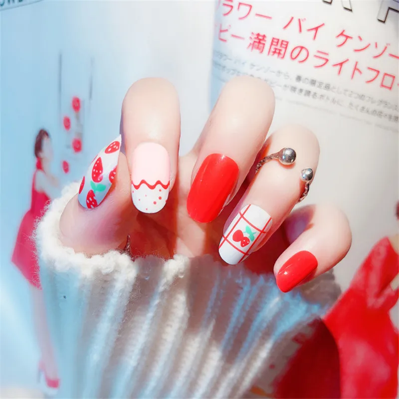 24 шт. высококачественные модные нашивки для ногтей в виде клубники и вишни |