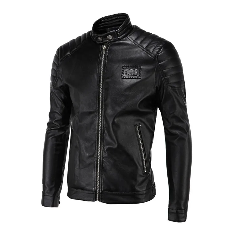Новая тенденция мотоциклетная кожаная куртка Вышивка Для мужчин Кожаные куртки