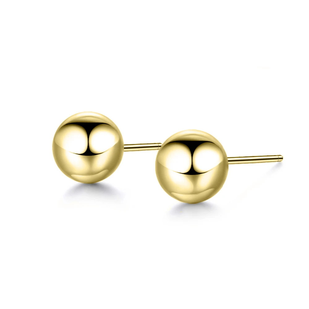 925 Sterling Silver Earrings for Women Fine Round Earring Jewelry 3-8mm Bead Stud Femme Gifts | Украшения и аксессуары