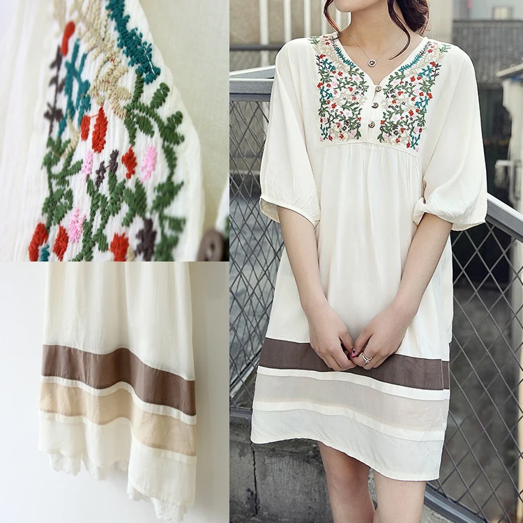 Женское винтажное платье длинное с вышивкой в виде цыпленка 70s 2020|blouse slips|dresses