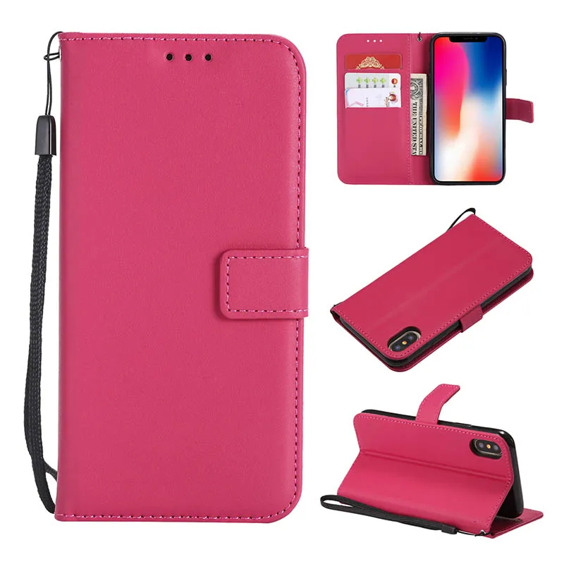 Rose Red Однотонный кожаный чехол-книжка для samsung Galaxy S9 S8 S7 S6 Edge Plus S5 S4 Mini S3 Neo SIII, чехол для телефона B300 - Цвет: Rose Red