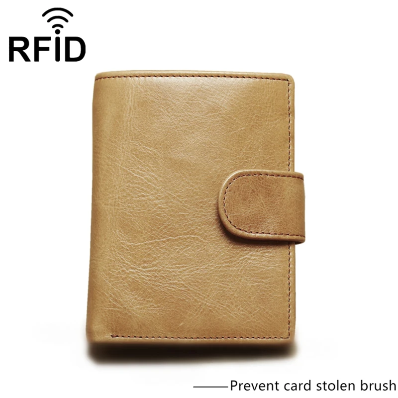 New luxury Imported top layer cowhide RFID men vintage yellow color anti-magnetic short wallet | Багаж и сумки