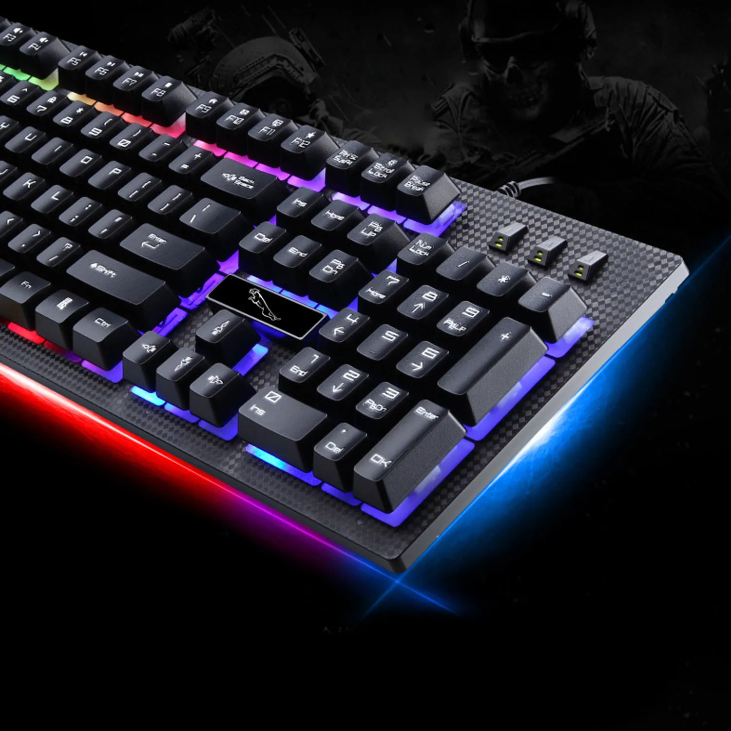 Vococal USB RGB игровая клавиатура проводной красочные Подсветка Клавиша клавиатуры
