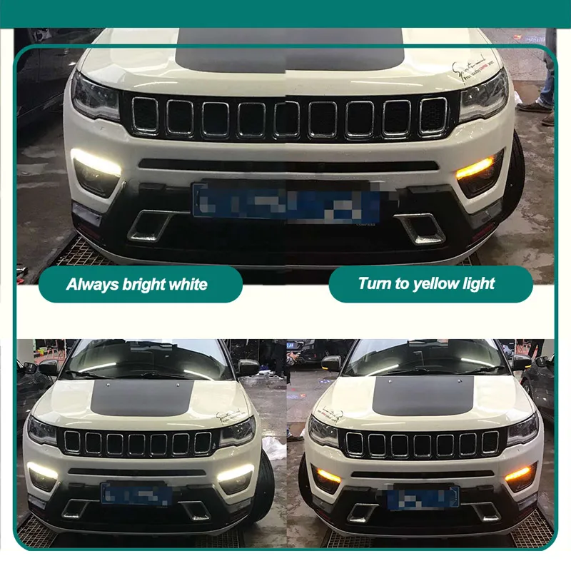 HLXG автоматический дневной ходовой светильник для Jeep Compass с желтым сигналом